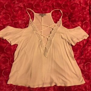 Off the shoulder white top